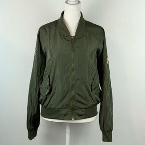 Vintage CALI LOVE™️ Size M 'LOVE IS WAR' Khaki/Orange Bomber Jacket